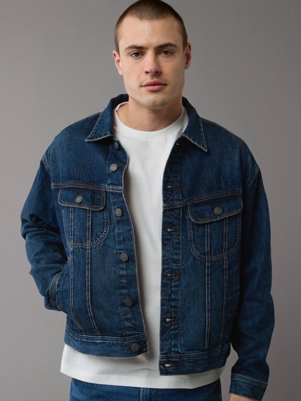 American Eagle Denim Trucker Jacket Navy